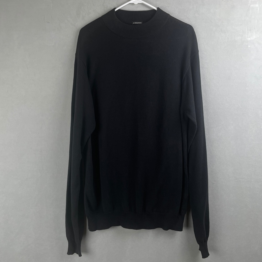 J Peterman‎ Mens Black Cotton Long Sleeve Ribbed Crew Neck Pullover Sweater L